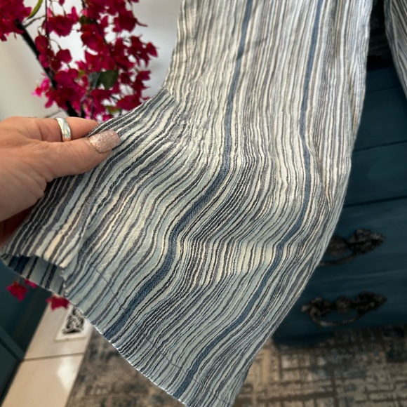 Raya Sun Wide Leg Striped Shirt Cargo Pants - Blue/Gray/White Rope Belt Sz 28” - Picture 7 of 9